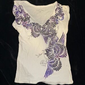 Calvin Klein Jeans White and Purple Graphic Tee